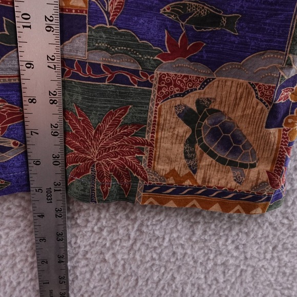 Tori Richard Men 2XL Hawaiian Shirt Turtles Fish Palm Trees Tropical Button Down - Picture 5 of 7